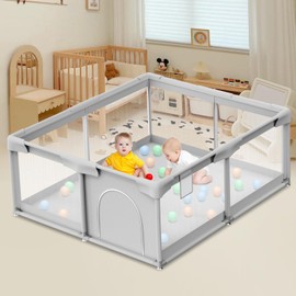 Besuhot Baby Playpen for Toddler, Large Playpen for Babies 50" × 50" Baby Fence Playards, Kids Safety Play Pen Area for Indoor & Outdoor (Grey)