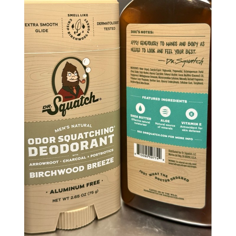 DR. Squatch *Dr Squatch Bonus PACK!*Coconut Castaway Lotion+Birchwo