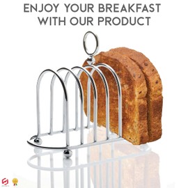 Toast Rack Chrome Toast Holder Rack with Ball Feet Stand with Carry Handle 6 Slice Victorian StyleBread Slices Slot, Bread Cooling Rack Toast Cooling Holder