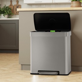 FDW 16 Gallon / 60 L Garbage Can Kitchen Trash Can with Lid for Office Bedroom Bathroom Step Trash Bin Fingerprint-Proof Brushed Stainless Steel 16 Gallon / 60 Liter