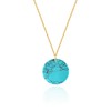 Turquoise Disc Pendant Necklace with Gold-Plated Chain, Boho Style, Handmade
