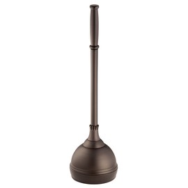 iDesign Kent Plastic Plunger with Cover Set for Master, Guest, Kids', Office Bathroom Cleaning and Storage, 5.96" x 5.96" x 21.66", Bronze