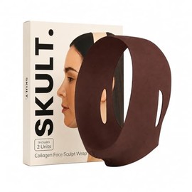 SKULT Faja moldeadora facial de colágeno para mentón y mandíbula (2 unidades), correa reutilizable para la barbilla para dormir, máscara moldeadora de mandíbula ajustable, faja facial transpirable y r