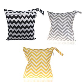 iguTrail Pack of 3 Wet/Dry Bags, Two Colours Waterproof Bags 28 x 30 cm for Swimsuits, Nappy Storage, Cosmetic Storage (Grey + Yellow + Black)