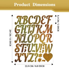 BINLINHONGO Glitter Letter Stickers,10 Sheets 2 Inches Self-Adhesive Vinyl Letters Alphabet Sticker Decals for Scrapbook,Door,Mailbox,Bulletins Boards - Gold