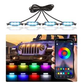 Grill Lights for Jeep Wrangler JL JLU Front Bumper Grille LED Running Marker Lamp Accessories (RGB, 2018-2023)