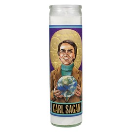 The Unemployed Philosophers Guild Carl Sagan Secular Saint Candle - Unscented 8 Inch Tall Glass Prayer Votive, Made in The USA