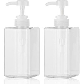 JZS Pump Bottle Dispenser Refillable Square Plastic Lotion Dispenser Empty Lotion Pump Bottle for Essential Oil Soap
