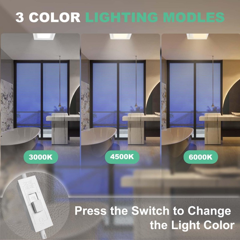 POWERENG Bathroom Exhaust Fan with Light,11.8 in Panel,12W Square LED,141