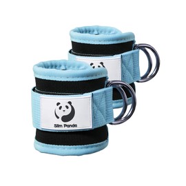 Slim Panda Ankle Strap for Cable Machine Attachments, Resistance Bands for Kickbacks, Glute Workouts, Leg Extensions, Curls, and Hip Abductors for Men and Women, Adjustable with D-Rings (Cyan)