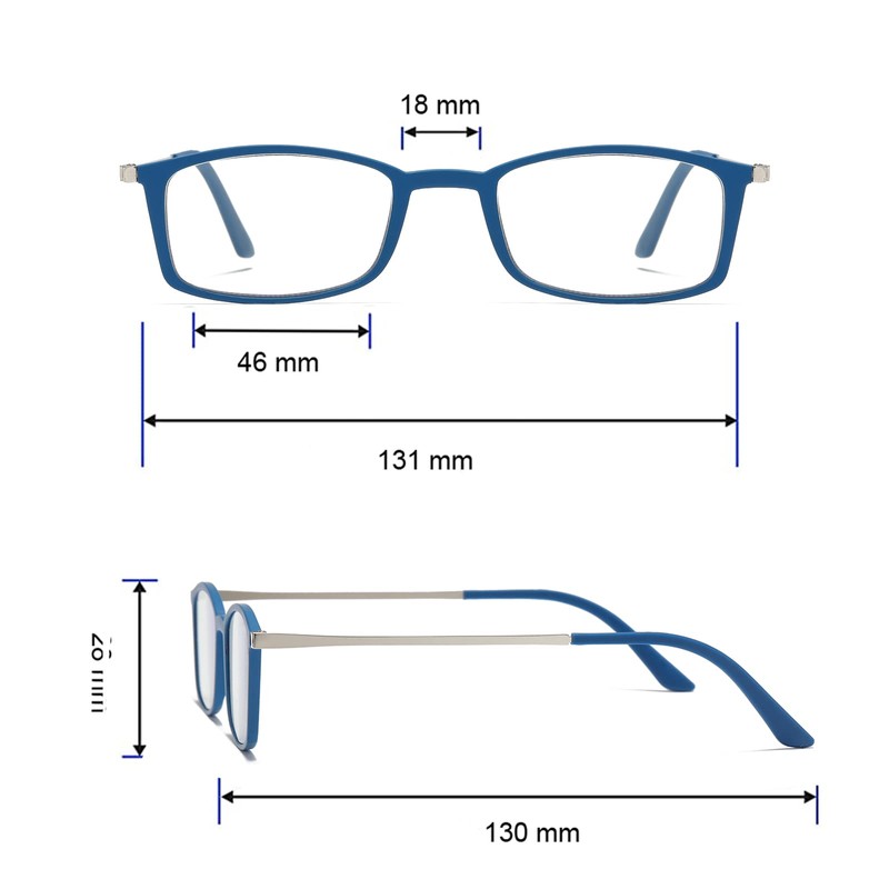 KoKoBin Ultra-thin anti-blue reading glasses anti-glare glasses (Blue, 3.00)