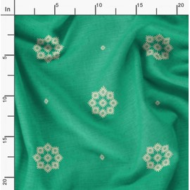 Soimoi Green Rayon Fabric Artistic Floral Print Fabric by The Yard 42 Inch Wide