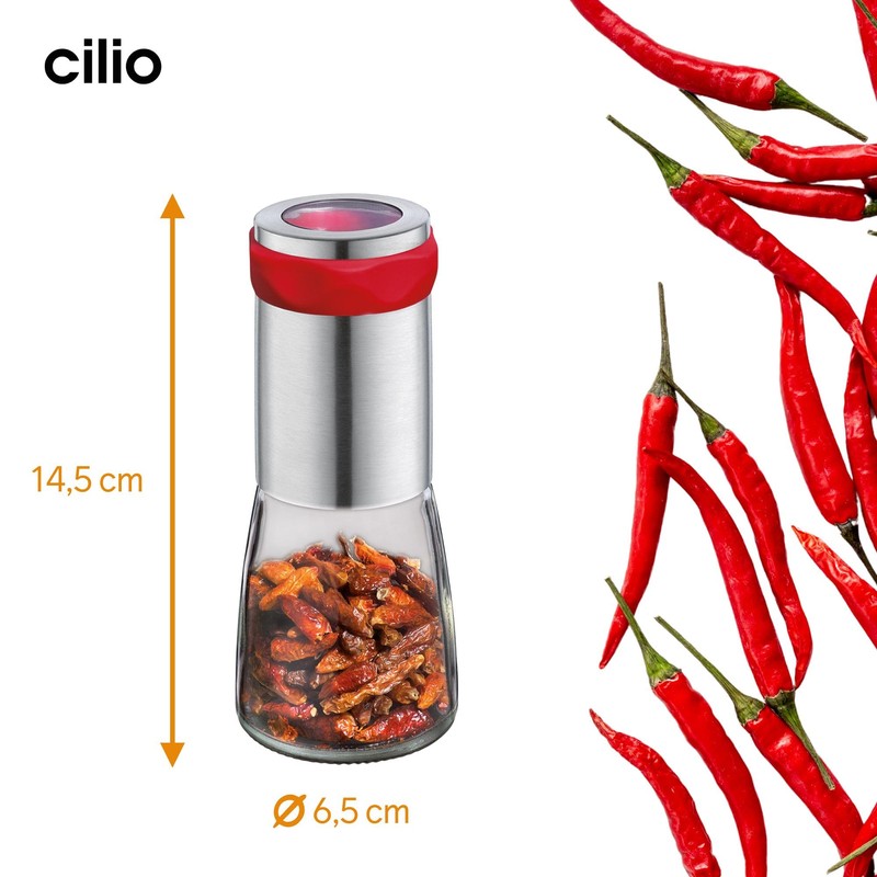 Cilio Premium Piccante Chili Chilli Mill Grinder Red, one size,