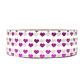 Wrapables A69743c Colorful Washi Masking Tape, Metallic Mini Purple Hearts