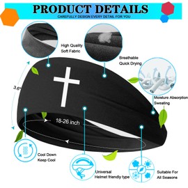 5 Pcs Christian Cross Sweat Bands Headbands Men Jesus 3 Nails Crosses Headband for Men Women Christ Faith Sport Sweatbands Workout Sweat Band Mens Cooling Head Band for Running Hairband Yoga Athletic