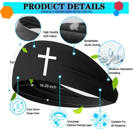 5 Pcs Christian Cross Sweat Bands Headbands Men Jesus 3 Nails Crosses Headband for Men Women Christ Faith Sport Sweatbands Workout Sweat Band Mens Cooling Head Band for Running Hairband Yoga Athletic
