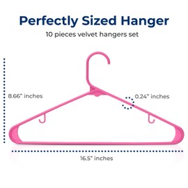 SereneLife Premium 10 Pack Plastic Hangers, Lightweight, Durable, Space Saving Clothes Organizers, Suitable for Shirts, Sweaters, Hoodies, Dresses, Kids Clothes, Good for Home Organization (Pink)