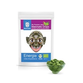 Matchatto | Matcha Tee Presslinge mit Guarana 45 Stück | Gepresster Matcha Tee als Wachmacher in kleinen Drops | vegan, natürlich & in DE produziert