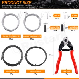 Rustark 86Pcs Stainless Steel Bike Cable Cutter and Bike Brake Housing Cable Bicycle Shifter Wire Cable with End Caps Bike Brake Cable O-Rings Kit for Mountain Bike Road Bike