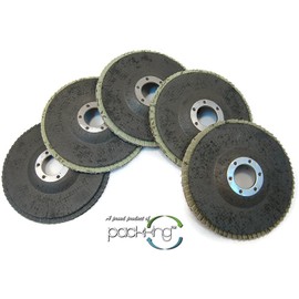 5pc 4.5" Flap Grinding Disc Assorted Pack (40, 60, 80, 120, 180 Grit)