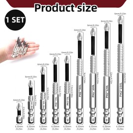 9PCS High Magnetic Screwdriver Drill Bit Set Anti-Slip Magnetic Impact Electric Drills Bits Kit Strong Durability Screw Drilling Bits Precision Driver Sets Contain 25 50 65 70 75 90 100 120 150mm