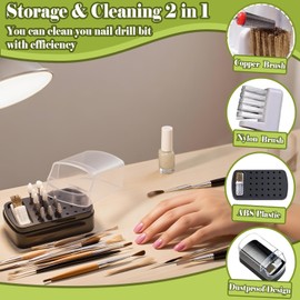 FANTEXY 2-in-1 Nail Drill Bit Holder And Cleaner Brush Case