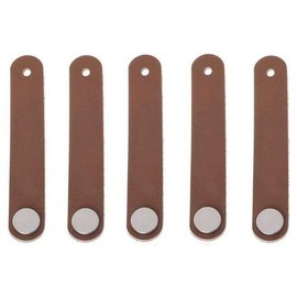 VOANZO 5PCS Furniture Door Handle First Layer Leather Hardware Door Handle PU Leather for Furniture Hardware Single Nail 14cm (Brown)