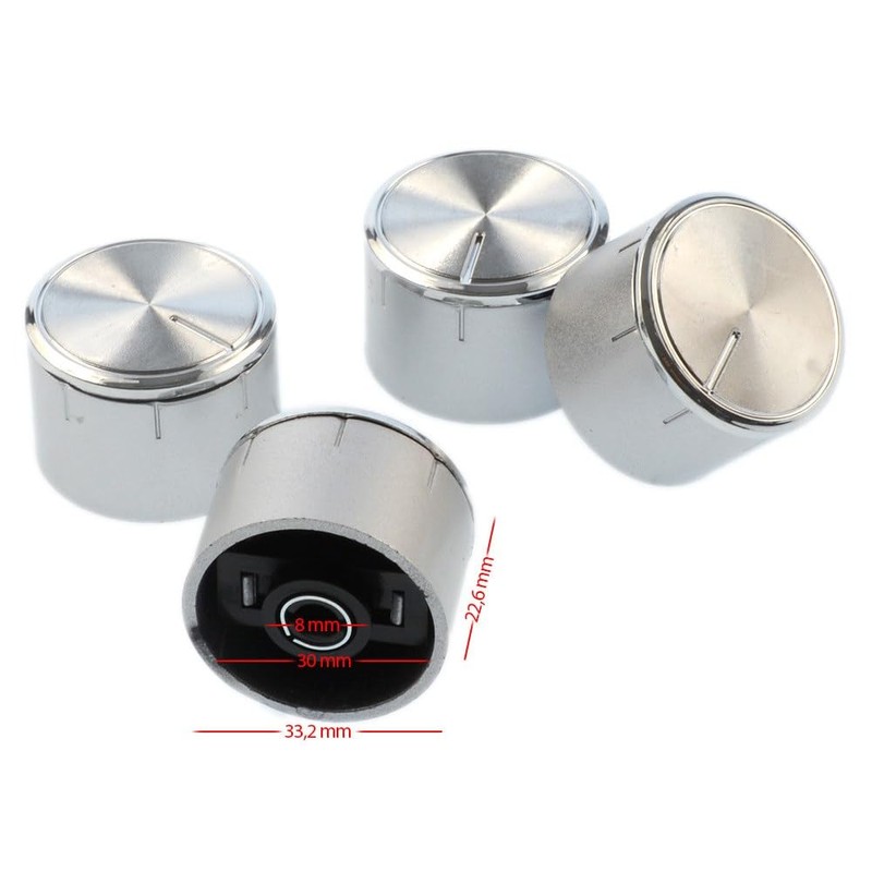 Universal-Gasreglerknöpfe für Herd und Herd, silberfarben, 4 Stück