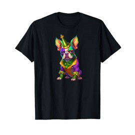 Mardi Gras Green Purple & Gold French Bulldog T-Shirt