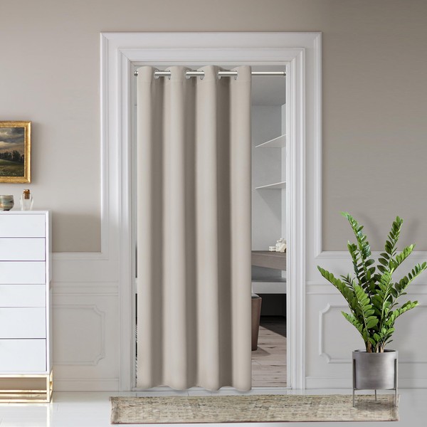 AOSKY Door Curtains for Doorway Privacy, Beige Grommet Closet Curtains
