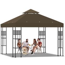 10x10 Gazebo Replacement Top, 10x10 FT Canopy Gazebo Cover Replacement Double Tiered with Air Vent Roof for Yard Patio Garden