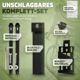 Hartclip Bicycle Folding Lock High Security Alloy Steel 85 cm with Bracket Black