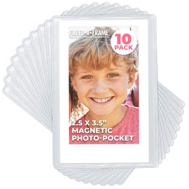 Clear Magnetic Picture Frames for Refrigerator, 2.5 x 3.5 (Wallet size) Pack of 10, Freez-A-Frame