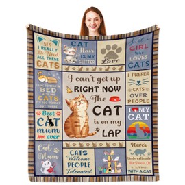 Cat Gifts for Women, Gifts for Cat Lovers, Cat Mum Gifts, Cat Lovers Gifts for Women, Cat Gift for Cat Lover, Cat Presents for Women, Cat Themed Gifts for Women, Crazy Cat Lady Gift Blanket 150x130CM