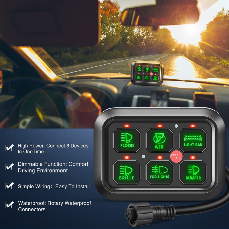 Nilight 6 Gang Switch Panel Universal Circuit Control Relay System