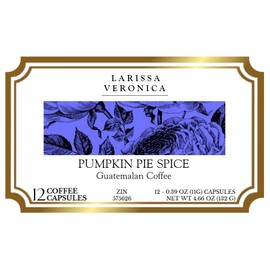 Pumpkin Pie Spice Guatemalan Coffee (Single Serve K-Cup Pods) (Gourmet, Naturally Flavored, Whole Coffee Beans) (12 pods, ZIN: 575626)