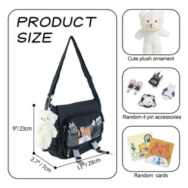 FUKEFUKEUS Kawaii Crossbody Ita Bag for Women with Pin and Pendant-Japanese Messenger Bags Y2K Shoulder Bag