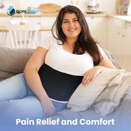 QORE LOGIQ Plus Size Abdominal Binder Post Surgery - C Section Belly Binder, Postpartum Belly Band, Adjustable 12" Compression Wrap for Stomach & Hernia Belt, Black XXL