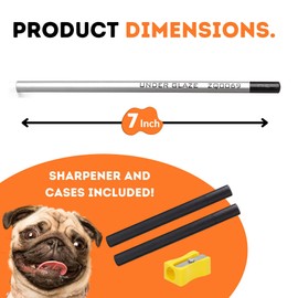 Chester's Clay - Black Underglaze Pencil - Pottery Glaze for Ceramic Bisque, Greenware and Bone Dry Pieces - Sharpens to a Fine Point - Complete with Waterproof Case and Sharpener (2 Pack)