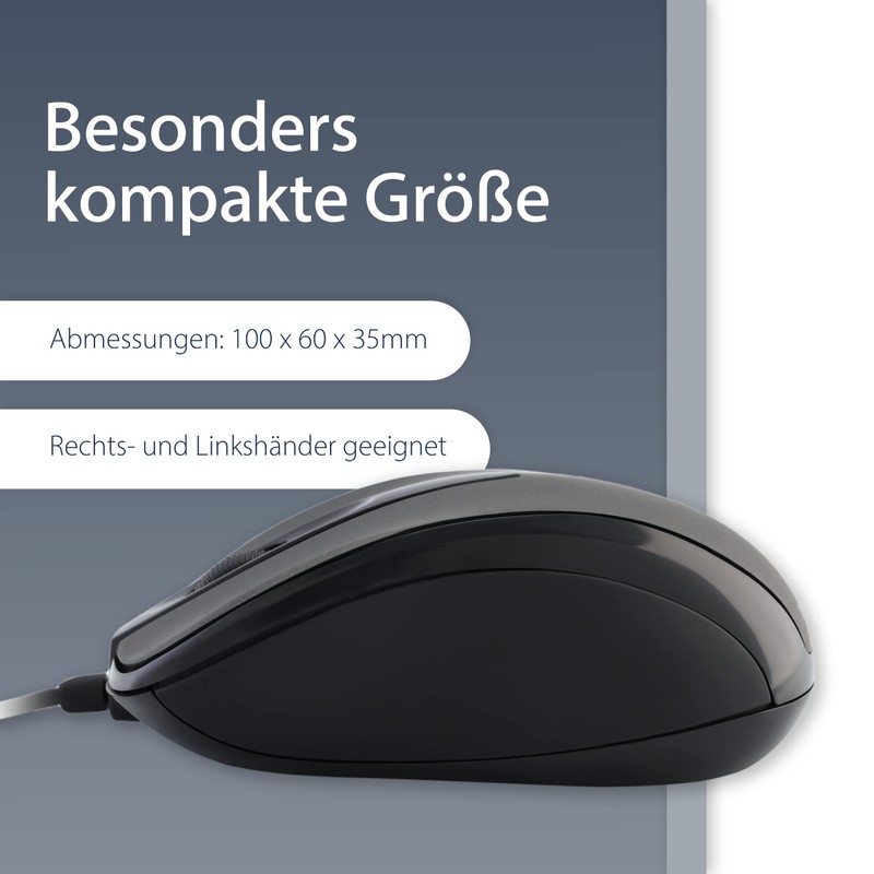 MediaRange kabelgebundene 3-Tasten Maus, mit optischem Sensor, schwarz/grau