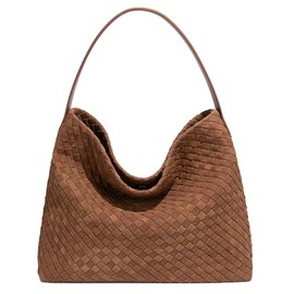 Woven Bags Women Slouchy Woven Suede Tote Bag Trendy Suede Hobo Purse Vintage Satchels Handbag for Work Travel