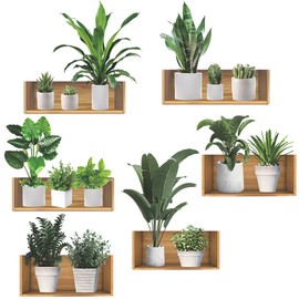 Zfseyuh 3D Plant Stickers Kitchen Wall Sticker Green Potted Plants Wall Sticker Removable Vases Wall Sticker for Living Room Bedroom