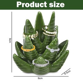 Aloe Ring Holder Cactus Jewellery Stand, Gifts for Women Birthday, Ceramic Jewellery Bowl for Rings, Earrings, Bracelets, Unique Jewellery Holder Gift for Mum, Girlfriend, Girls