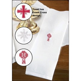 Altar Lavabo Towel-Greek Cross Design-60% Cotton/40% Linen (Pack Of 3)