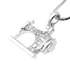 Spinningdaisy Silver Plated Crystal Sewing Machine Necklace