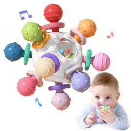 Loyzico Beißspielzeug Baby ab 3 Monate, Sensorik Rassel Greifball Babyspielzeug aus Silikon, Montessori Motorikspielzeug Baby Geschenk ab 0 6 9 Monate 1 jahr