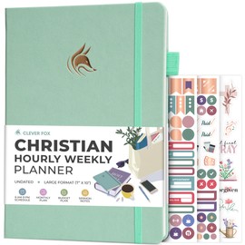 Clever Fox Christian Hourly Weekly Planner – Goal Setting Planner with Time Slots, Monthly Budget, Sermon Notes, Bible Reading Tracker (Mint Cream)
