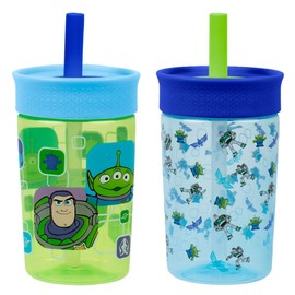 VIORA Termo Infantil Twin Tumb, Vaso Entrenador para Niños de 450 ml (2Pzs), Popote Flexible Antiderrames, Fácil de Limpiar, Ideal para Viajes, Botell