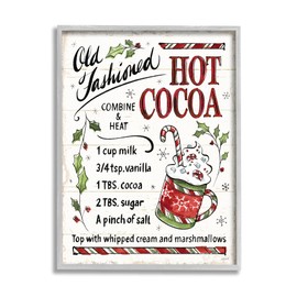 Stupell Industries Old Fashioned Hot Cocoa Holiday Cooking Instructions, Designed by Anne Tavoletti Gray Framed Wall Art, 24 x 30, Off- White