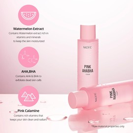 NACIFIC Pink Aha Bha Toner Double Set (150ml 5.07fl.oz*2) AHA, BHA, Watermelon Extract, Glow, Moisturizing, Hyaluronic Acid